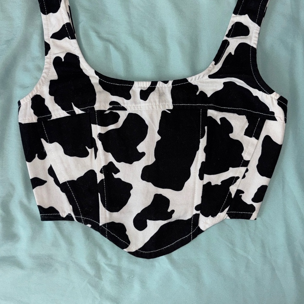 Black and White Cow Print Women's Top